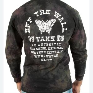 Vans Men's Black Tri Tie Dye Long Sleeve T-shirt Medium